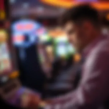 Contemplative Slot Strategy A strategic player contemplating their next move at a slot machine