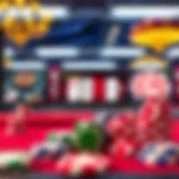 A vibrant representation of various online gambling games