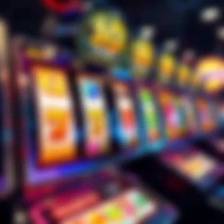 Colorful slot machine interface showcasing various symbols