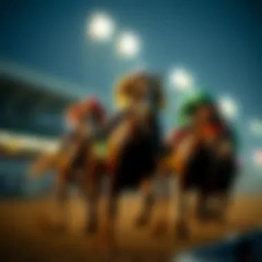 Exciting moment of a horse race captured