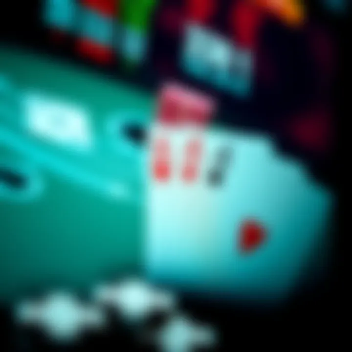 Close-up of blackjack cards on a digital screen