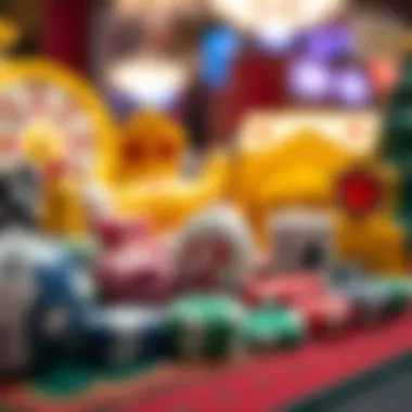 A depiction of various online casino game symbols