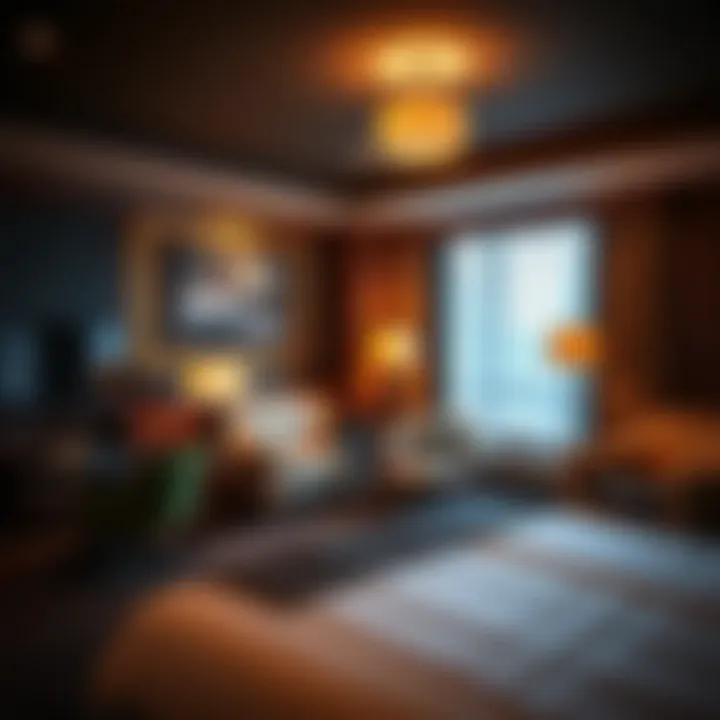 Luxurious hotel room featuring upscale amenities and decor