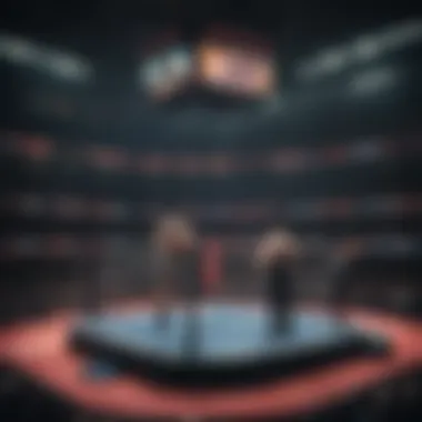 Dramatic Wrestling Arena Illustration of a WWE match with dramatic lighting