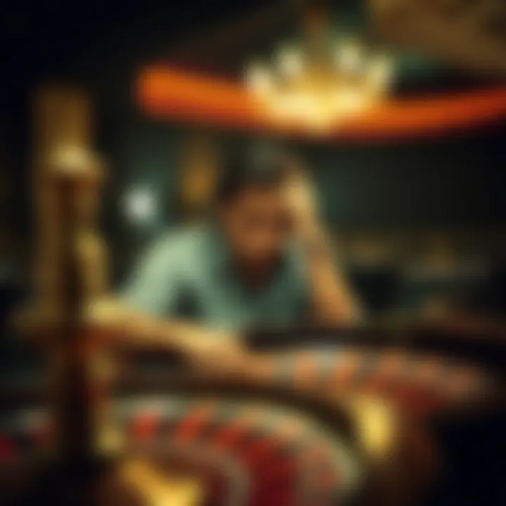 A contemplative player analyzing a roulette table.