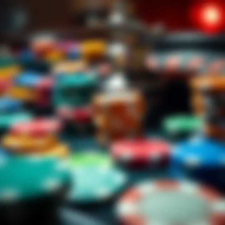 An array of roulette chips in various colors.