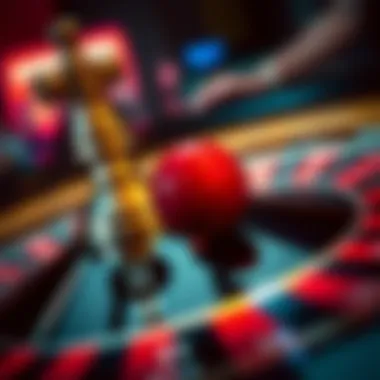 A roulette wheel with a focus on the spinning ball.