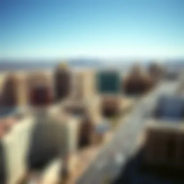 Architectural Marvels of Las Vegas An aerial view of the Las Vegas skyline showcasing its architectural diversity