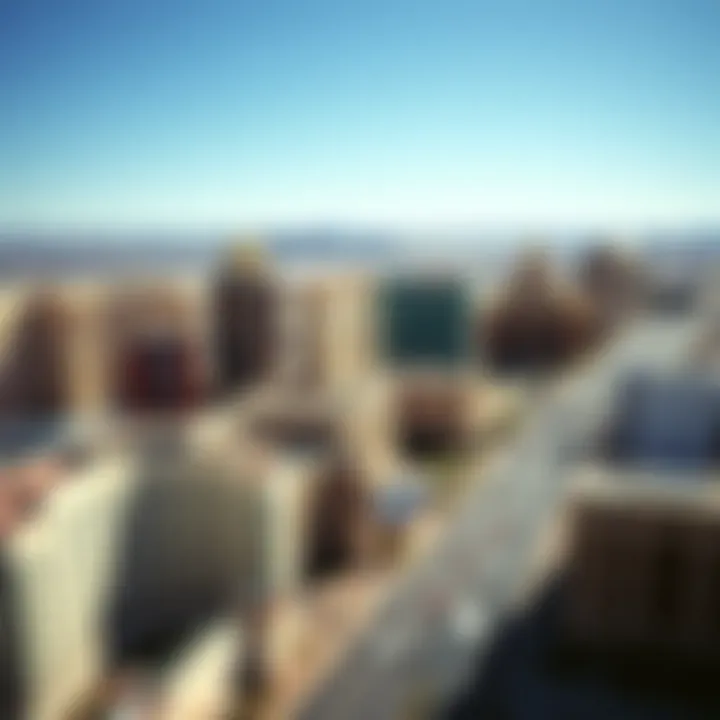 Architectural Marvels of Las Vegas An aerial view of the Las Vegas skyline showcasing its architectural diversity