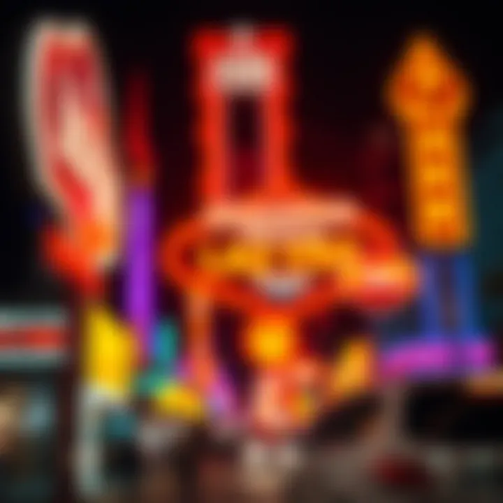 Neon Lights of Mystery Mysterious neon signs illuminating the Las Vegas Strip at night