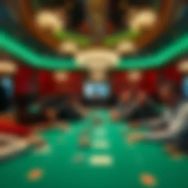 Luxurious poker room with engaged players