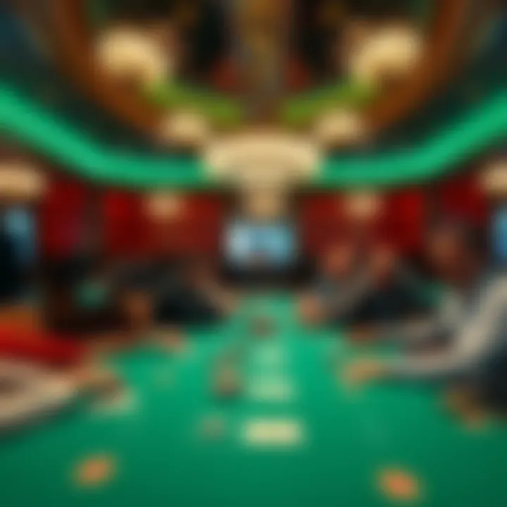 Luxurious poker room with engaged players