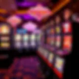 A vibrant display of Las Vegas slot machines showcasing various themes and designs