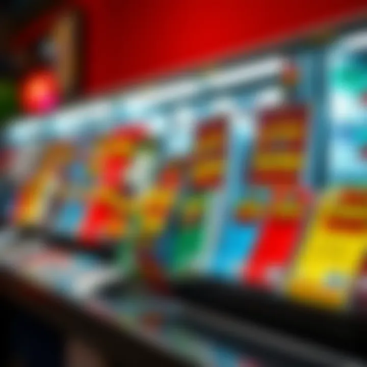 Retail Display of Lottery Ticket Books Colorful lottery ticket books displayed at a retail counter