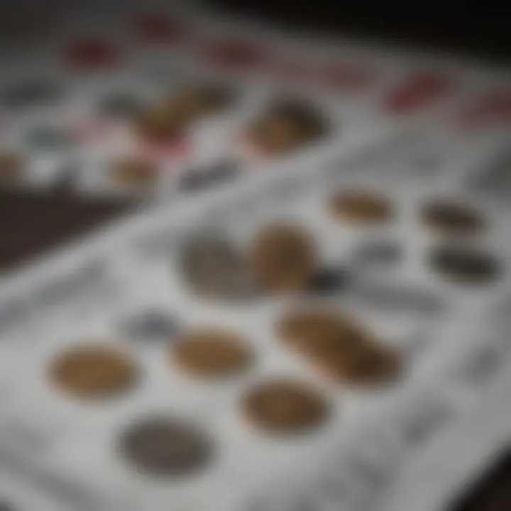 A close-up of a scratch ticket with coins for scratching