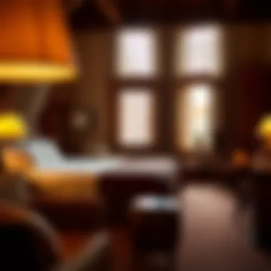 Cozy and rustic hotel room reflecting frontier-themed decor