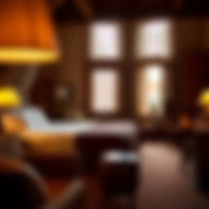 Cozy and rustic hotel room reflecting frontier-themed decor